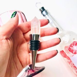 Clear Crystal Quartz Stone Shard Wine Stopper, 2 Pack